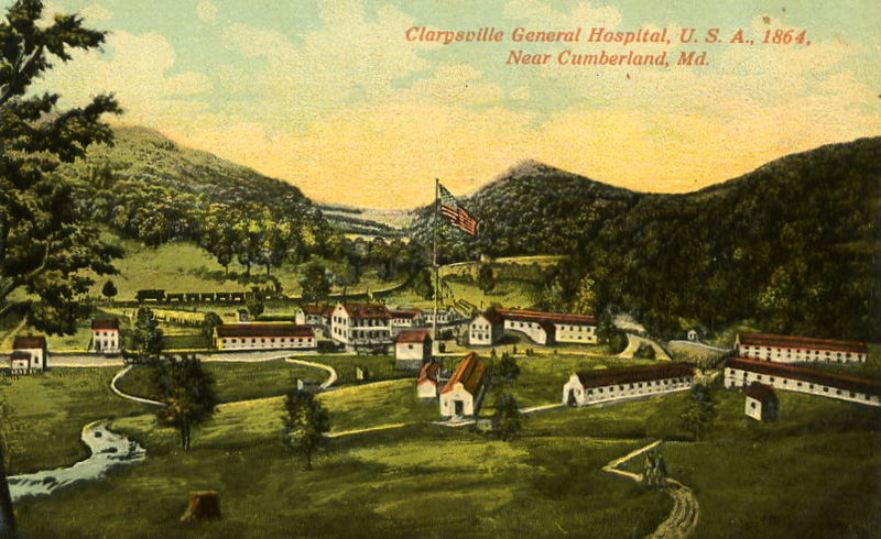Postcard of the Clarysville General Hospital: https://news.lib.wvu.edu/wp-content/uploads/2015/09/clarysvillehosp.jpg