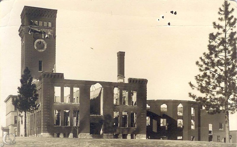 The Cheney Normal School the day after the 1912 fire.