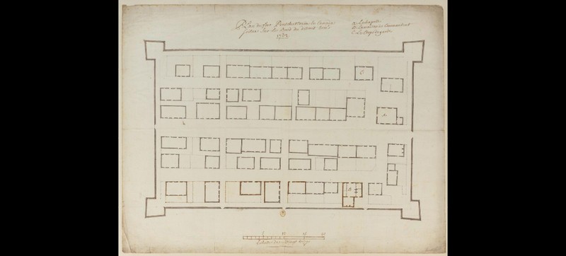 Map of the inside of the fort. 
A: St Anne's Chapel
B: the house of the commandant
C: the guardhouse