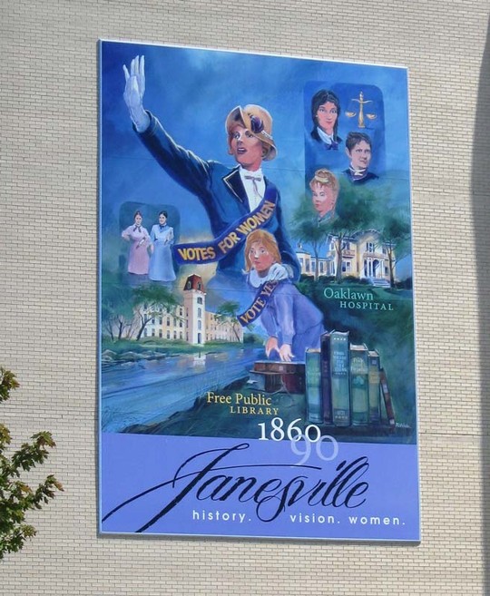 The mural commemorates the action and determination of women in Rock County to fight for the right to vote, as well as using their voices to champion causes in the community.