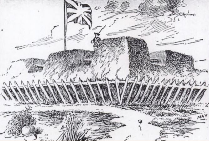 A drawing of Fort Lernoult based on Captain Henry Bird's description