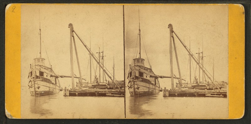 Stereographic photo of a ship at Detroit Dry Dock by Jex J. Bardwell (1824-1903) (image from Wikimedia Commons).