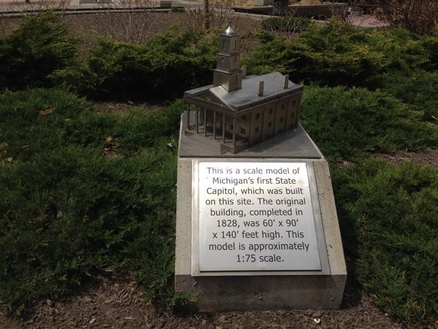 A model of the original capitol still stands in Capitol Park