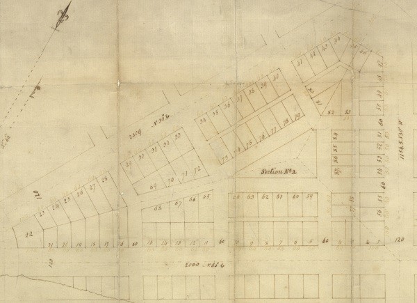 A close-up of one of the triangular "blocks" within the plan