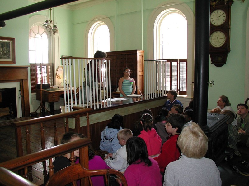 A school group on a tour of the museum