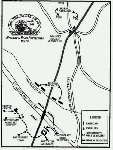 Field map of the Battle of Staunton River Bridge