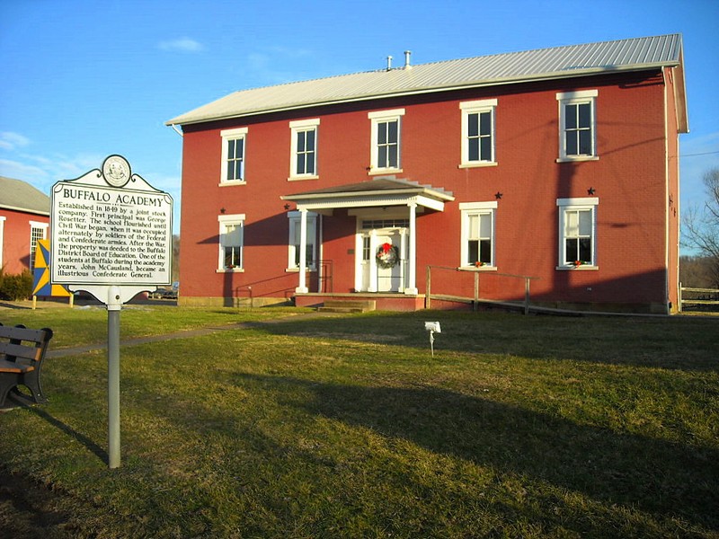 The historic school has been partially restored and is adjacent to two historic churches that were created shortly after the Civil War.