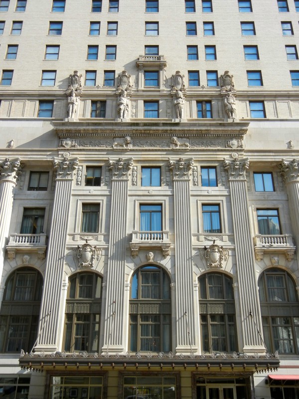 The exterior was also restored, bringing new life to the Michigan Avenue statues of Detroit's early historic figures (L to R): General Wayne, Antoine Cadillac, Chief Pontiac, and Robert Navarre.