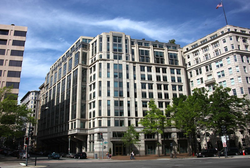 This is the current site where the Kirkwood once stood.  The new building was part of a $40 million renovation in 2002.  Its innovative "light pipe" lighting structure uses a prism, and at night it lights up in rainbow colors.