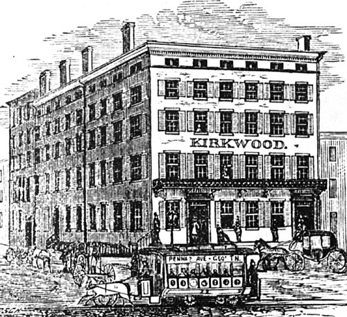 This is the Kirkwood House as it appeared shortly after Lincoln was assassinated.  Atzerodt wasn't the killer Booth hoped he'd be, so Johnson lived to become the new president.