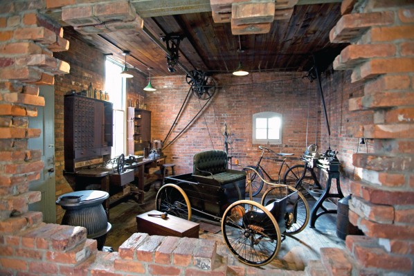 Ford's Bagley Ave workshop at Greenfield Village today. The hole represents how Ford had to dismantle the brick wall in order to get his Quadricycle out of the workshop.