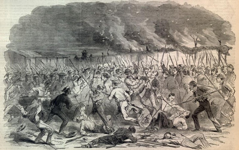 Another rendition of the New York Zouaves' attack on the Confederate camp