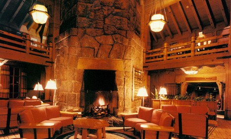 The Lodge features fireplaces like this one.