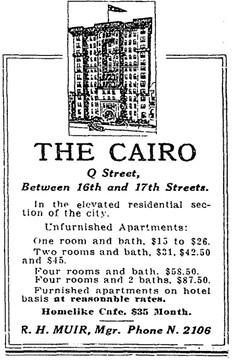 1915 advertisement for The Cairo, courtesy of Ghosts of DC (public domain)