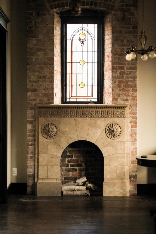 A fireplace after renovation