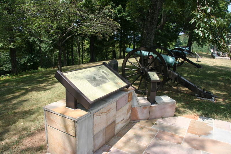 View of the historical marker at its location on the western crest of Missionary Ridge in the Bragg Reservation. (Photo by Dan Benington)