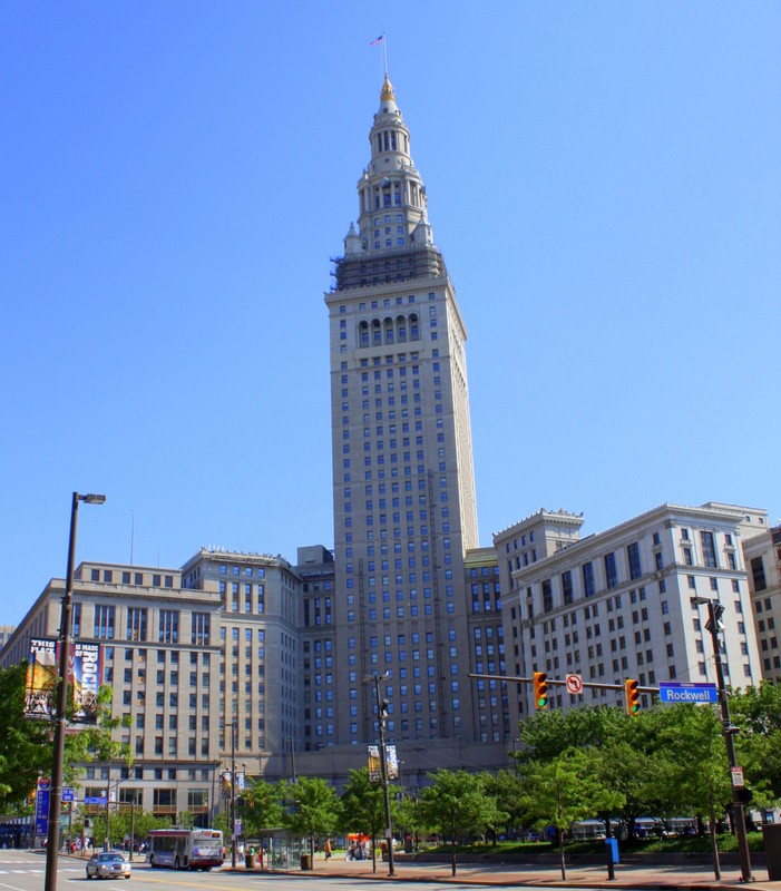 Terminal Tower in downtown Cleveland is the most recognizable part of the city's skyline. 