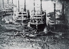 Steamboats that were brought in at Pittsburg Landing