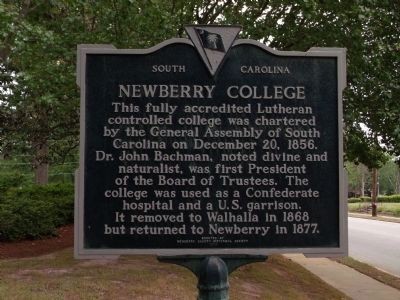 South Carolina historical plaque, located at entrance to campus