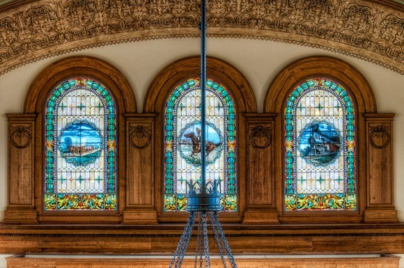 Ashton Depot stained glass.