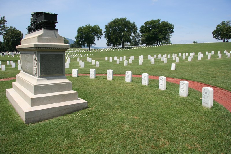 Frontal view of the tombstones of the eight executed Andrew Raiders. (Photo by Dan Benington)