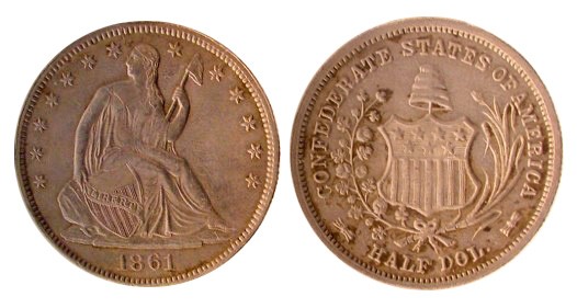 A Confederate half-dollar struck at New Orleans in 1861
