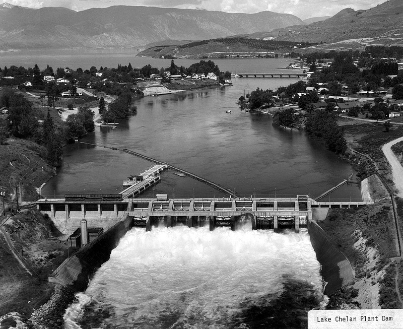 Lake Chelan Damn was built in 1927 along with the powerhouse, which is located 32 miles to the south.