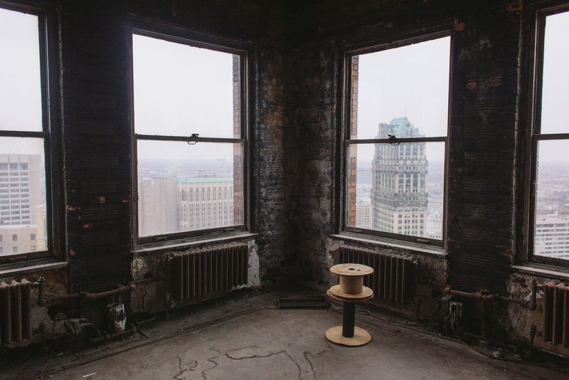 A view of one of the top floors before renovation 