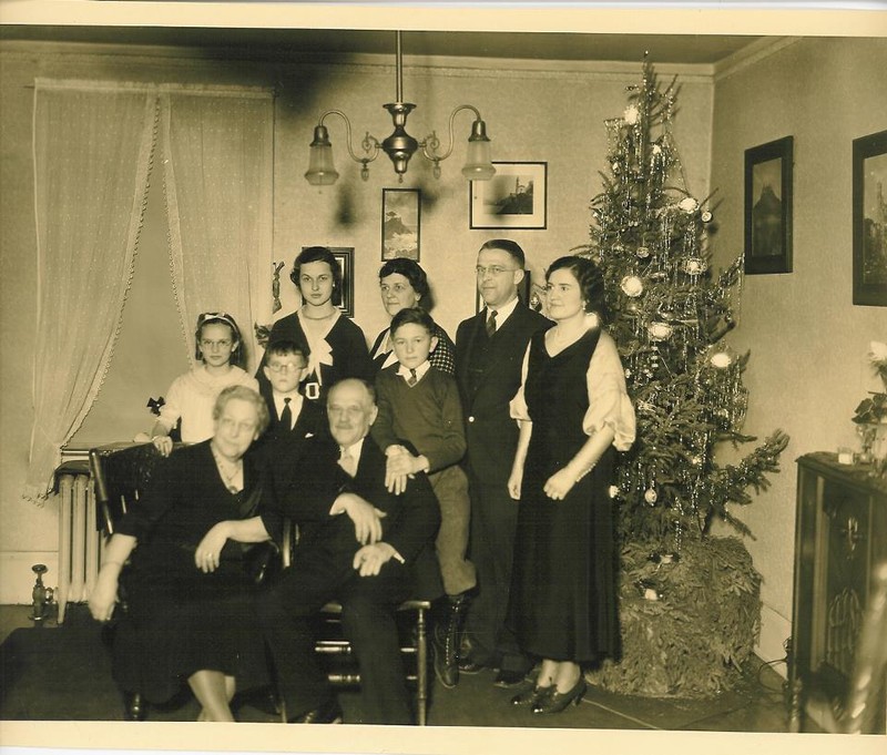 The Kempf family celebrating Christmas in the home in 1933