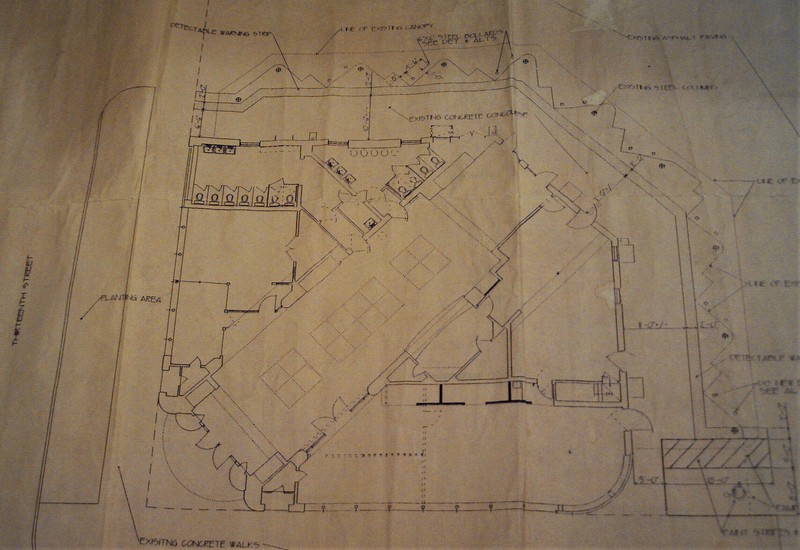 Floor plan used during 1994 renovations.  Drawn and prepared by architect Robert J. Summerfeldt, AIA.