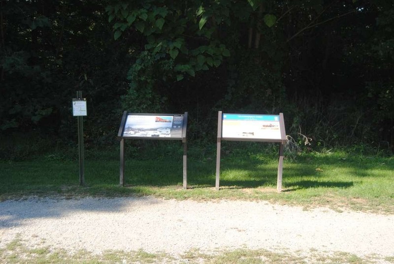 The Shepherdstown Marker is on the left and the Blackford's Ford marker is on the right 