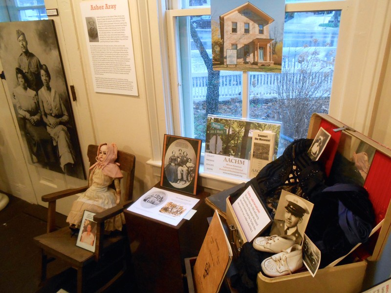 A temporary exhibit on the Aray family, conductors on the Underground Railroad, including a prized gourd doll made by one of the Aray family members that was recently donated to the museum by a descendant 