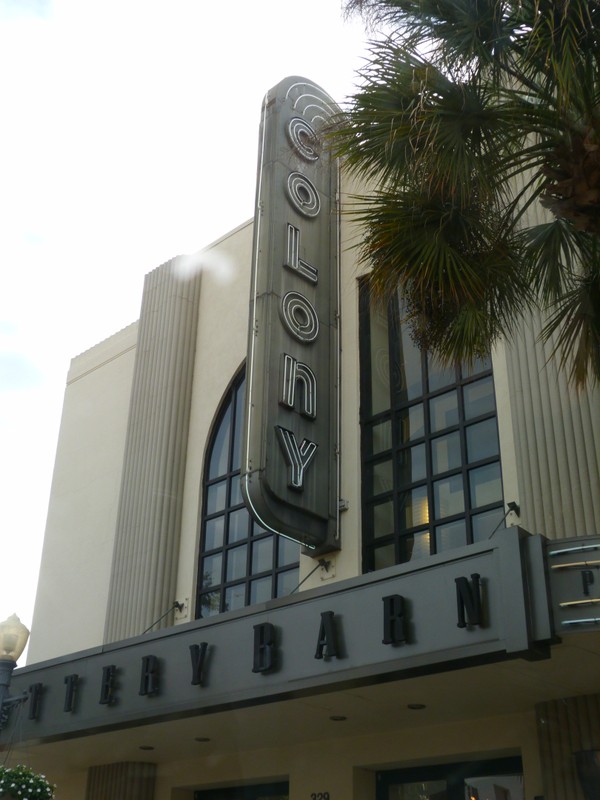 View of the famous Colony neon vertical marquee