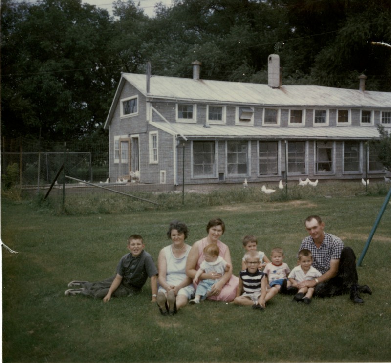 Alex and Marlene Kraus pose with their family on St. Joseph Springs Farm, c. 1967.  Alex and his brother Marvin managed the farm in the 1960s.