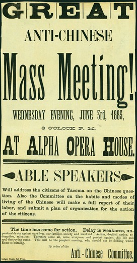 Anti-Chinese Mass Meeting Poster (June 3, 1885)