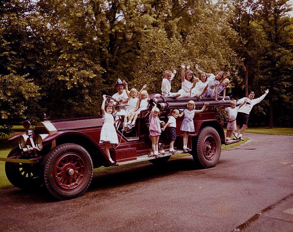 George Getz, Jr. at the wheel of his 1924 American La France engine; his first acquisition.
Lake Geneva, WI. 1956.