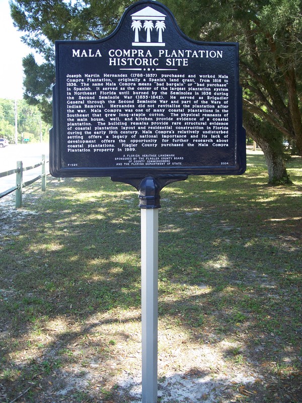 Historical Marker at the Mala Compra Plantation Archaeological Site