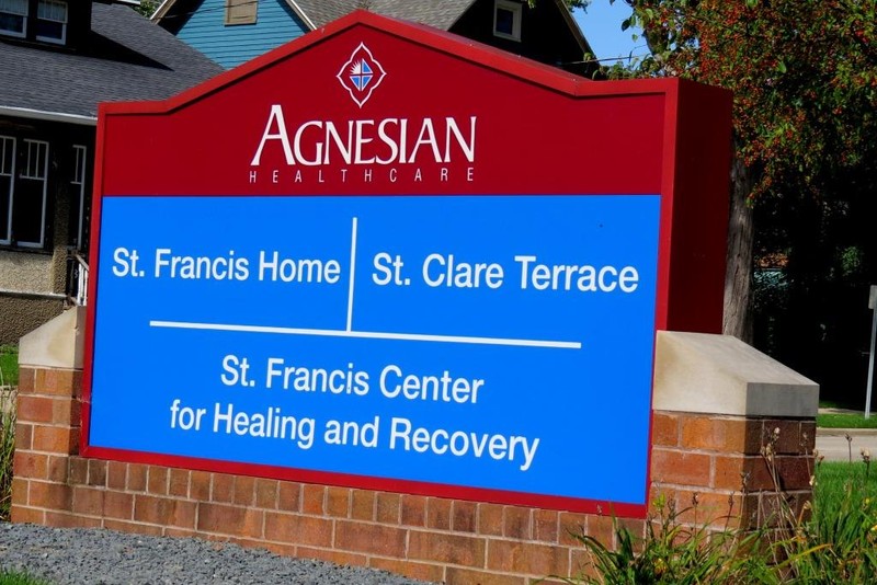 Sign for St. Francis Home complex, 2020.