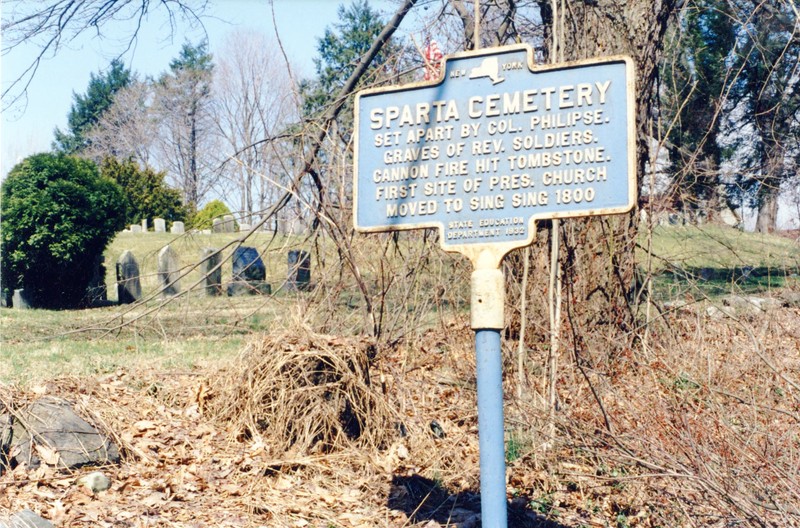 New York State historic marker at Sparta Cemetery.