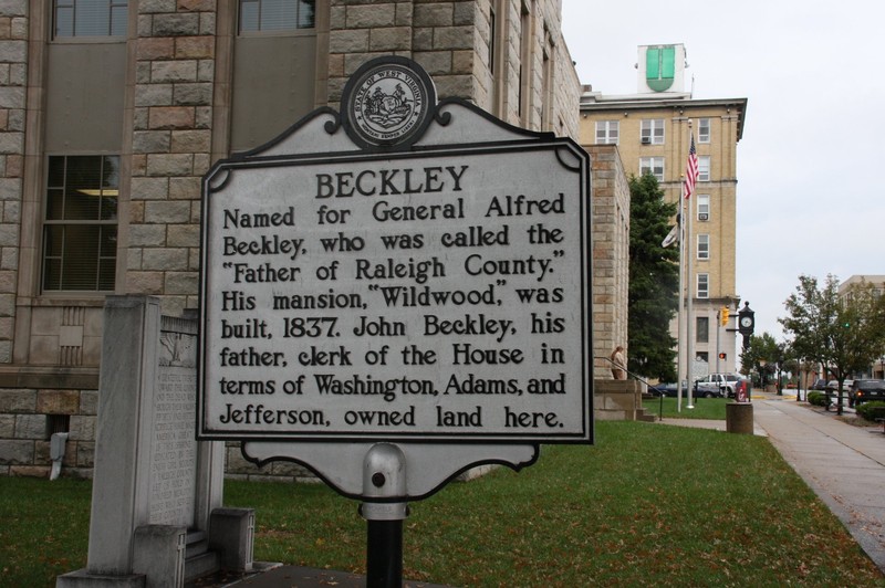 One historical marker commemorates the origins of the town of Beckley. Image obtained from the Historical Marker Database.