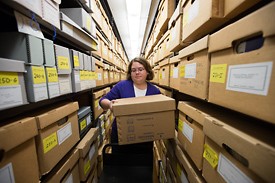 Inside storage at the library