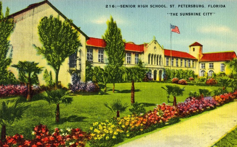 1920s-1930s postcard of the high school