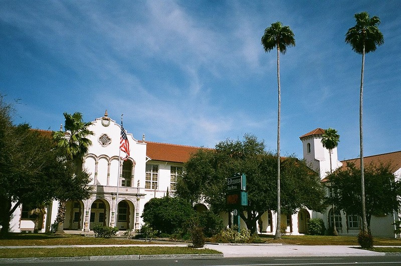 Close up of a portion of the HIgh School as it looks today