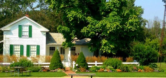 The Grettenberger farmhouse, donated in 1973 as the first structure in the village