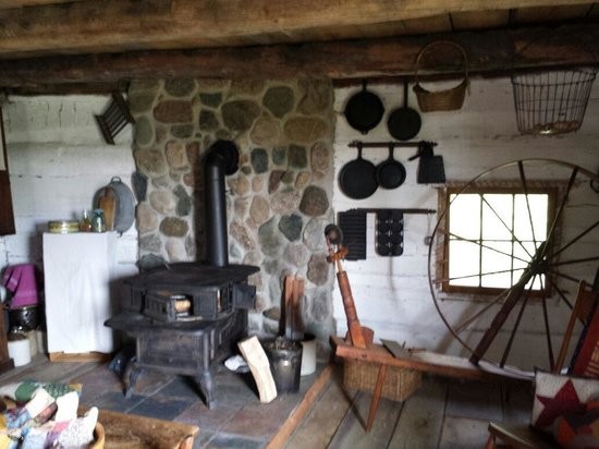 Inside the log cabin