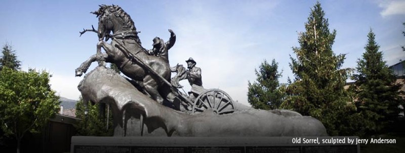 Statue on SUU campus by Jerry Anderson of the Old Sorrel Horse. Credit: suu.edu