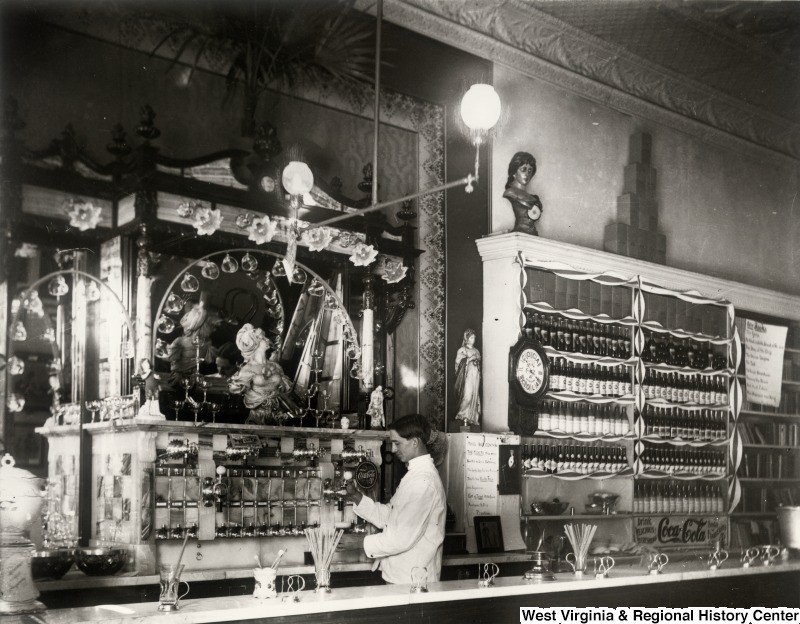 Example of the Collections: Interior of Drug Store with Soda Fountain ca. 1900-1910 IDNO: 000018