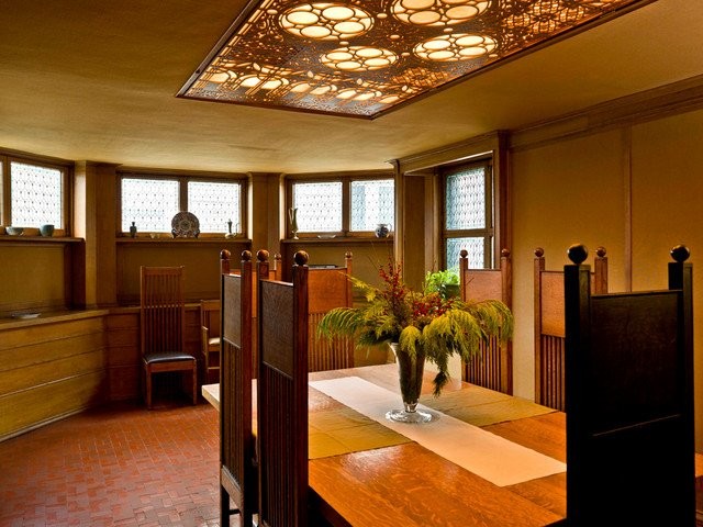 Dining room inside Frank Lloyd Wright Home & Studio