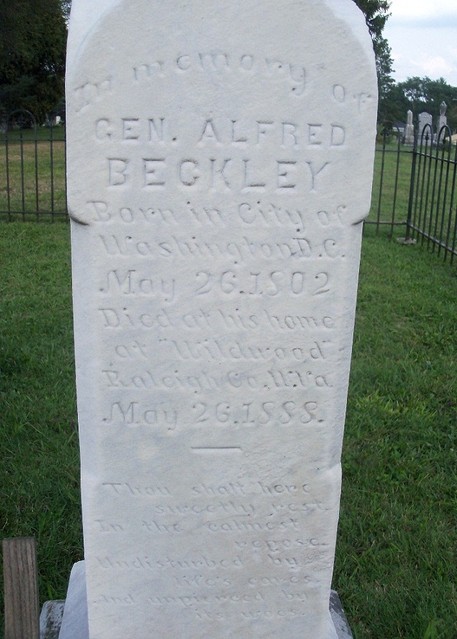 Gen. Alfred Beckley grave marker in Wildwood Cemetery
Beckley, WV