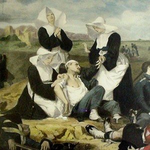 17th or 19th century painting of the Daughters of Charity in action
